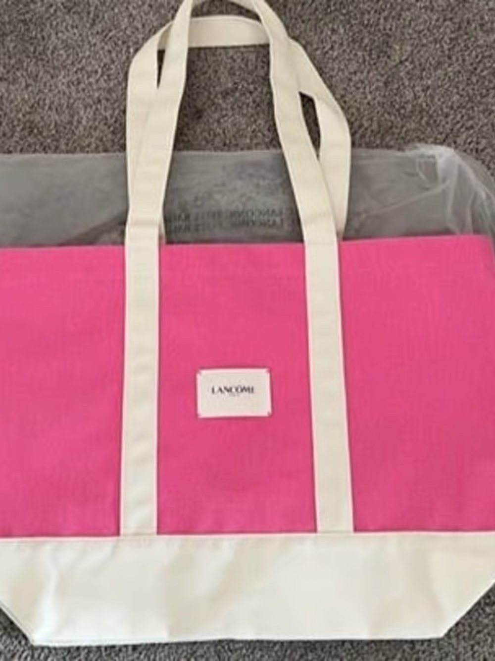 New version Lancome pink and cream tote bag New 17*12